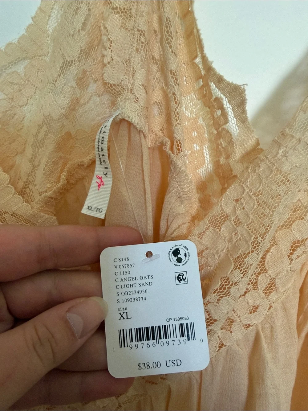 Delicate Lace Trim Peach Cami Top